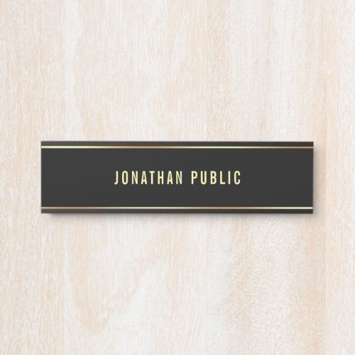 Glamour Modern Black And Gold Simple Template Door Sign