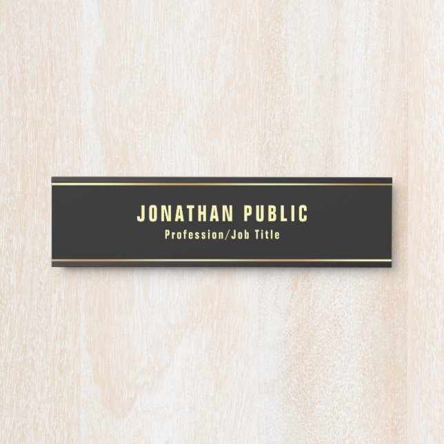 Glamour Modern Black Gold Template Elegant Trendy Door Sign (Front)