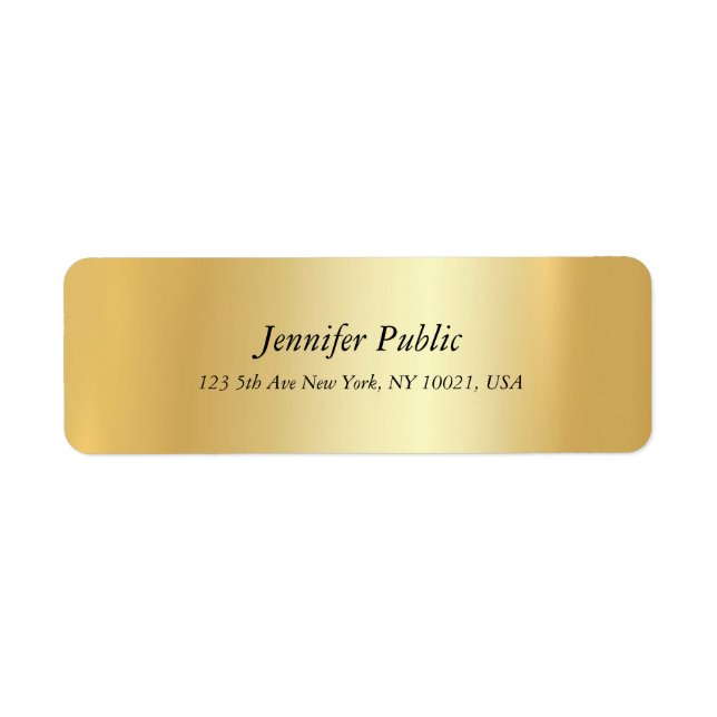 Glamour Modern Elegant Gold Cursive Text Simple Label (Front)