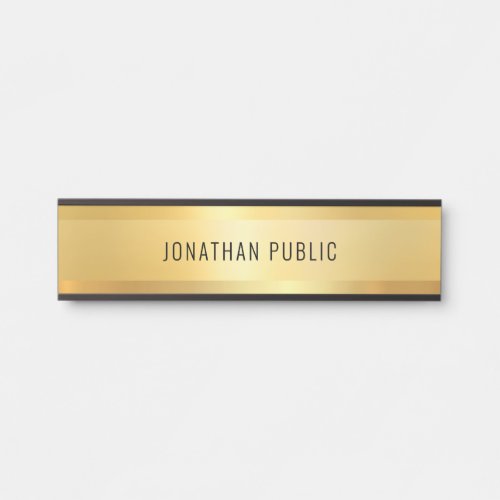Glamour Modern Minimalist Black And Gold Template Door Sign