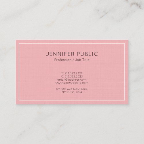 Glamour Modern Pink Plain Professional Luxury Business Card