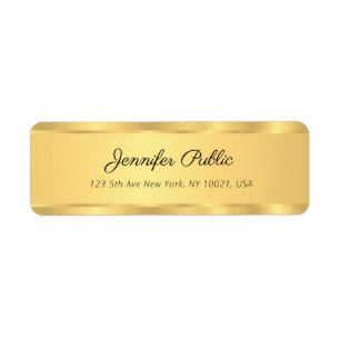 Glamour Modern Template Black Gold Return Address Label