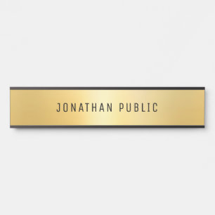 Glamour Modern Trendy Black And Gold Template Door Sign