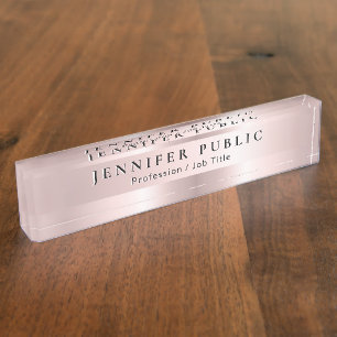 Glamour Name Surname Template Rose Gold Luxury Desk Name Plate