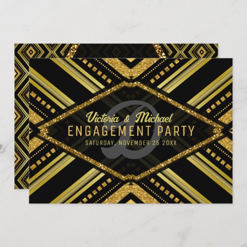 Glamour of the Gatsby Era Art Deco Engagement Invitation