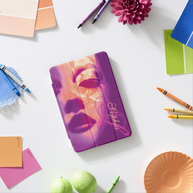 Glamour painted mauve fashion face  iPad mini cover (In Situ)