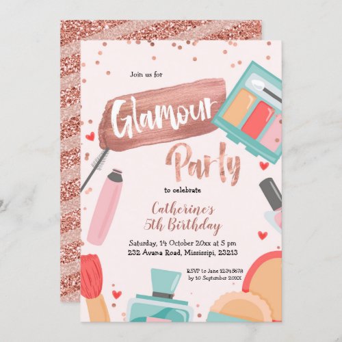 Glamour party rose gold birthday invitation