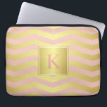 Glamour Pink and Gold Chevrons with Monogram Laptop Sleeve<br><div class="desc">Protect your laptop or tablet device in glamorous style with this pink and gold chevron stripes pattern and custom monogram that you can edit with your desired initial or other text.</div>