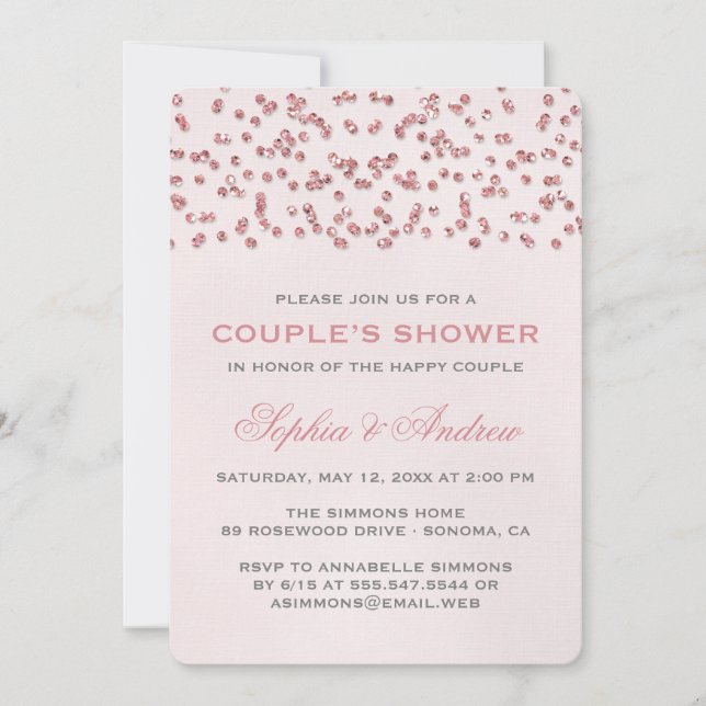 Glamour Pink Confetti Couple's Shower Invitation (Front)