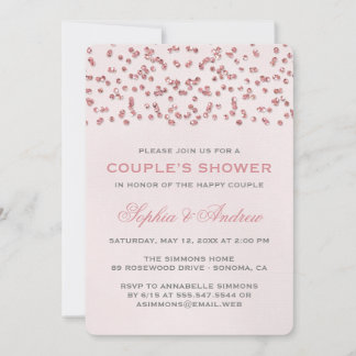 Glamour Pink Confetti Couple's Shower Invitation