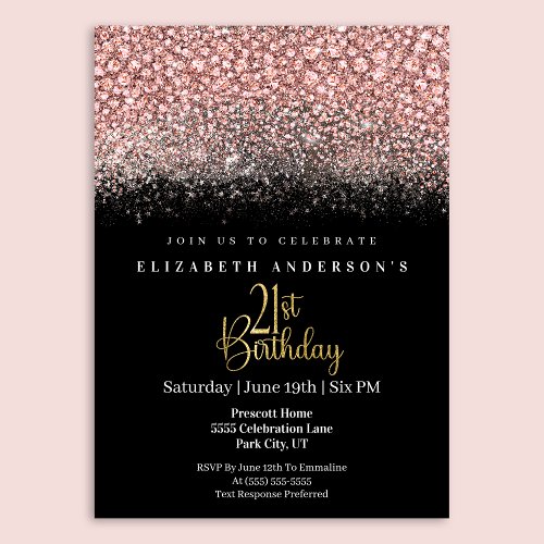 Glamour Pink Jeweled Glitter 21st Birthday