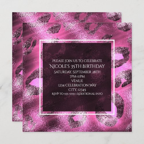 Glamour Pink Leopard Print Party Invitation