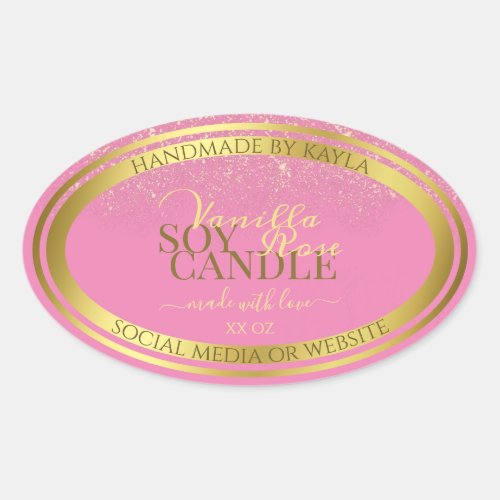 Glamour Pink Product Packaging Labels Gold Frame
