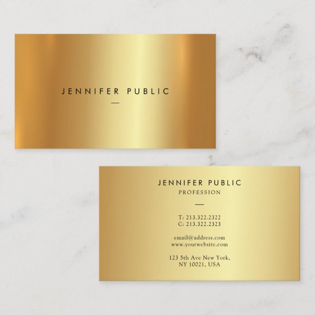 Glamour Professional Elegant Modern Template Gold Business Card (Front/Back)
