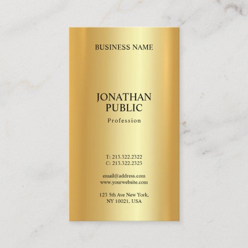 Glamour Professional Modern Elegant Gold Template Business Card