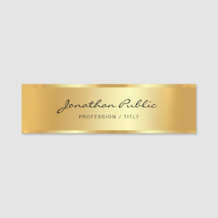 Glamour Professional Stylish Script Template Gold Name Tag