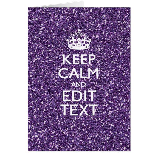 Glamour Purple Keep Calm Personalized Cards (Front)