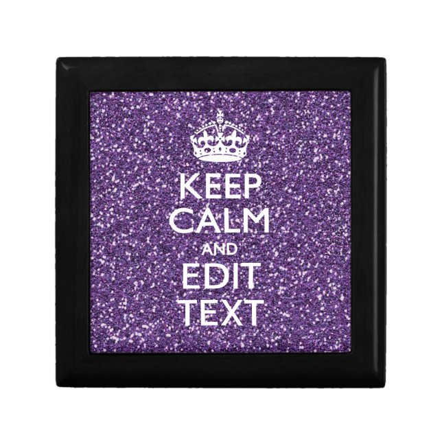 Glamour Purple Keep Calm Personalized Jewelry Box (Front)