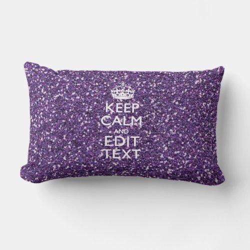 Glamour Purple Keep Calm Personalized Lumbar Pillow