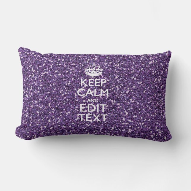 Glamour Purple Keep Calm Personalized Lumbar Pillow (Front)