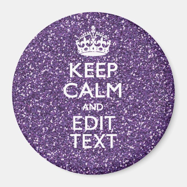 Glamour Purple Keep Calm Personalized Magnet (Front)