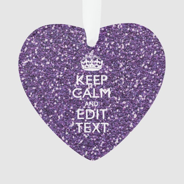 Glamour Purple Keep Calm Personalized Ornament (Front)