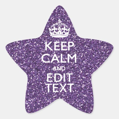 Glamour Purple Keep Calm Personalized Star Sticker