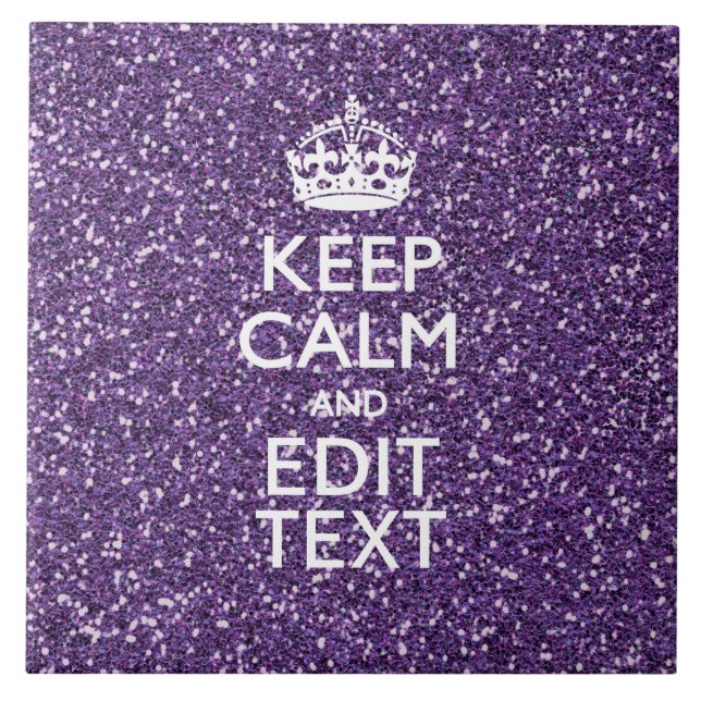 Glamour Purple Keep Calm Personalized Tile (Front)