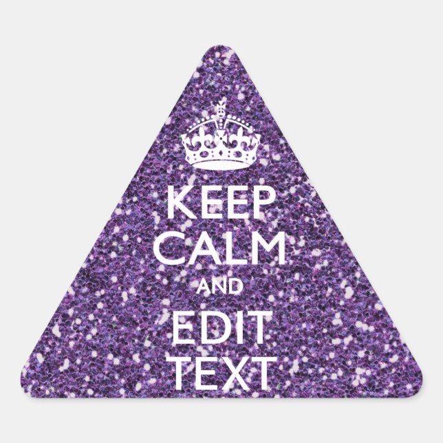 Glamour Purple Keep Calm Personalized Triangle Sticker (Front)