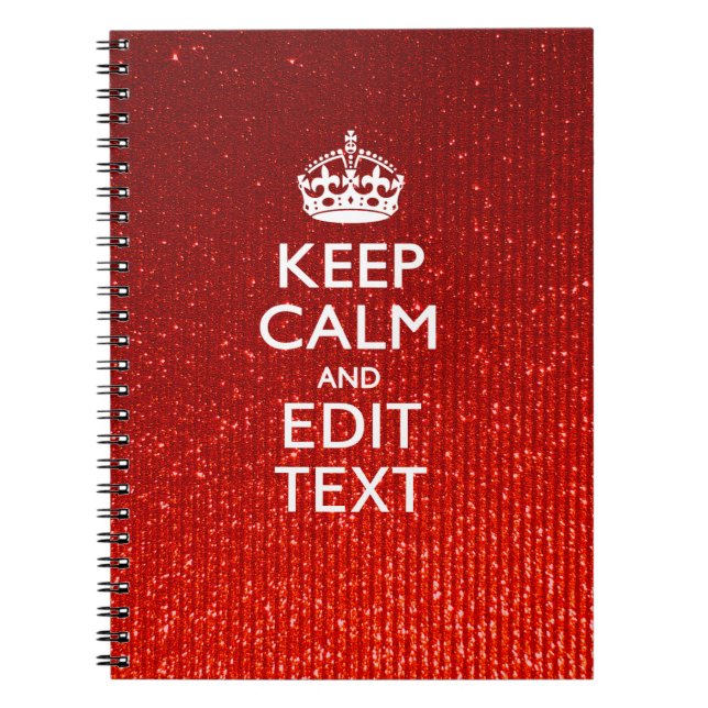 Glamour Red Festive Personalized Keep Calm Notebook (Front)