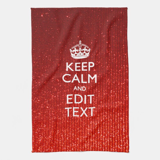Glamour Red Festive Personalized Keep Calm Towel (Vertical)