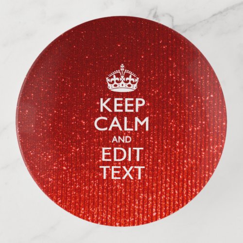 Glamour Red Festive Personalized Keep Calm Trinket Tray