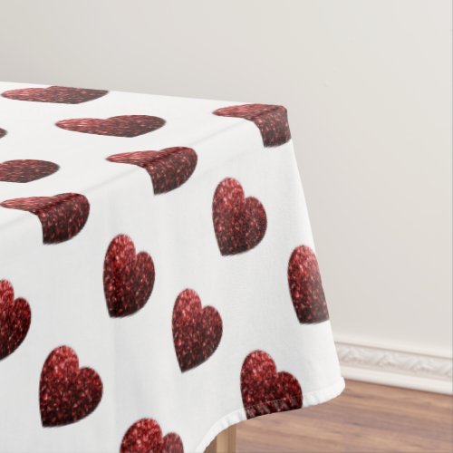 Glamour Red Glitter sparkles Heart pattern Tablecloth