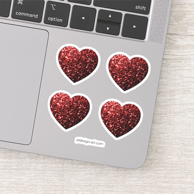 Glamour Red Glitter sparkles Hearts Sticker (Detail)