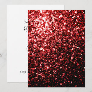 Glamour Red Glitter sparkles Personalize Invitation