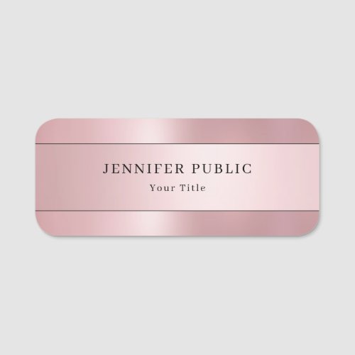 Glamour Rose Gold Modern Elegant Template Rounded Name Tag