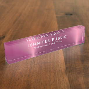 Glamour Rose Gold Name Text Template Elegant Desk Name Plate