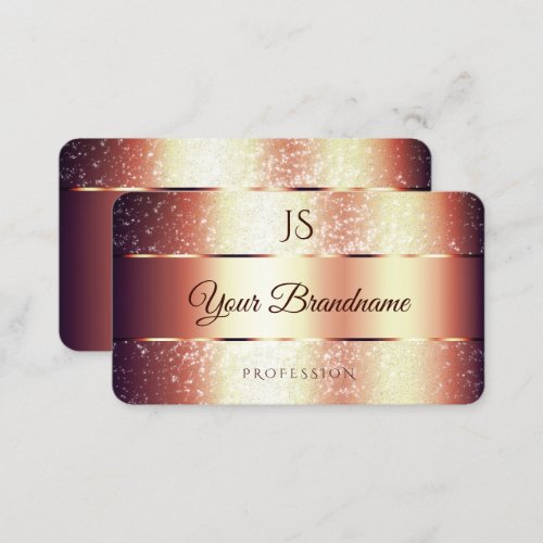 Glamour Rose Gold Sparkling Glitters and Monogram Business Card