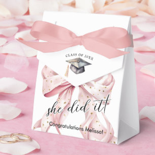 Glamour Rosegold Bow Graduation Favor Boxes