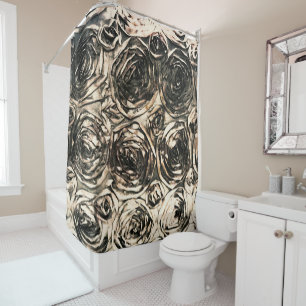 Glamour Roses Gold Bronze Rustic Floral Glam Shower Curtain