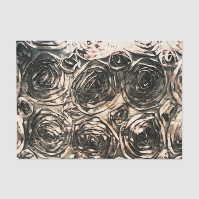 Glamour Roses Gold Bronze Rustic Floral Glam Tissue Paper (Front)