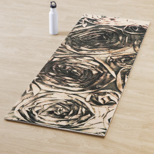 Glamour Roses Gold Bronze Rustic Floral Glam Yoga Mat