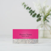 Glamour Sequin Glitter Hot Pink Glam Business Card (Standing Front)