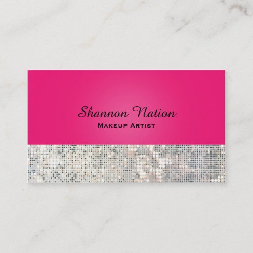 Glamour Sequin Glitter Hot Pink Glam Business Card