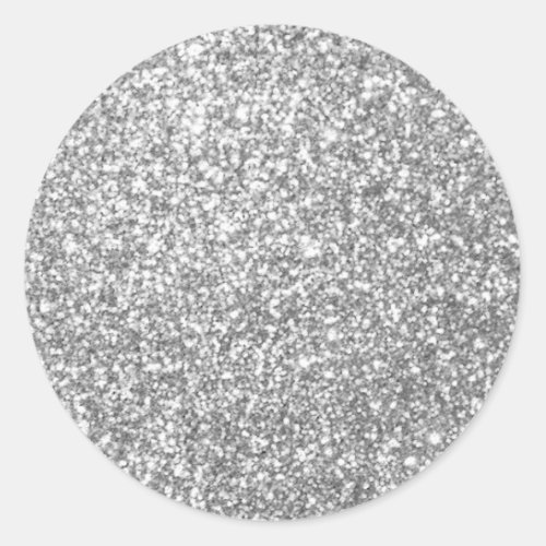 Glamour Silver Glitter Look Blank Template Classic Round Sticker