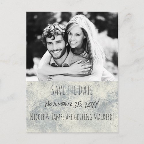 Glamour Silver White Winter Save The Date Photo Announcement Postcard