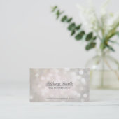 Glamour Sparkle White Bokeh Chic Business Card (Standing Front)