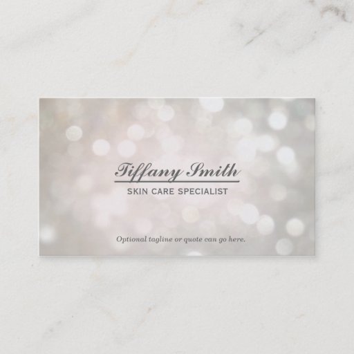 Customizable Glamour Sparkle White Bokeh Chic Business Card