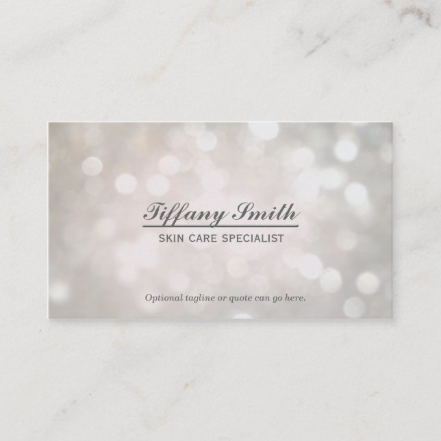 Glamour Sparkle White Bokeh Chic Business Card (Front)