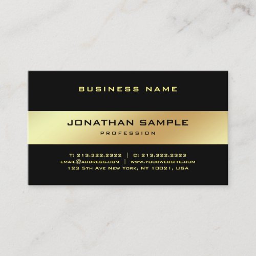 Glamour Stylish Black Gold Elegant Golden Plain Business Card